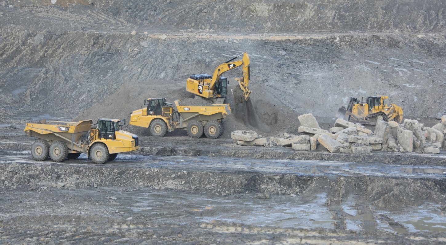 Landfill with Cat Equipment on Hill